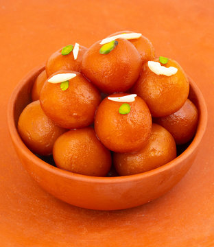 Indian Popular Dessert Gulab Jamun Also know as kala Jamun or Kalajam is a Soft Delicious Berry Sized Balls Made of Milk Solids