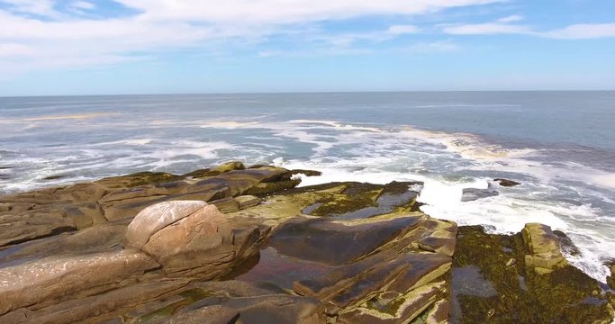 Aerial view of the coast near Halibut Point State Park in town of Rockport, Massachusetts MA, USA.  