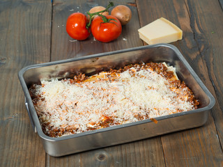 Lasagne before baking in the oven