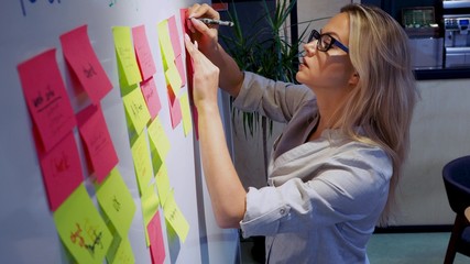 Project management and schedule planning, concept. A young woman