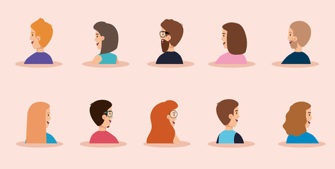 group of young people avatar characters vector illustration design
