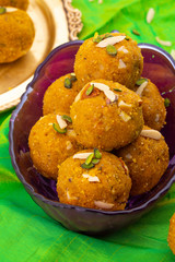 Indian Traditional Winter Sweet Food Methi Laddu Also Know as Methi Ke Laddu or Fenugreek Laddu Made From Fenugreek Seeds, Ginger, Saunf And Jaggery