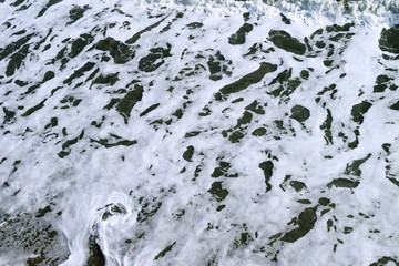Foam on sea water abstract background