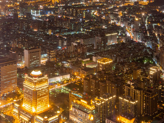 Night aerial view of Taipei nightscape