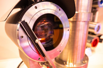 Video camera with moisture protection. Video camera in a metal case with a cleaner. Video...