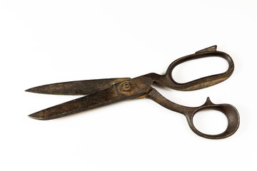 Old-fashioned rusty scissors