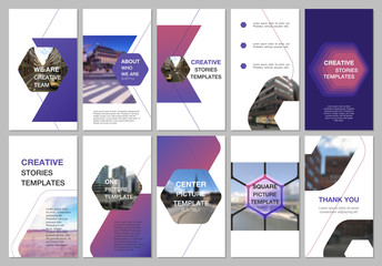 Creative social networks stories design, vertical banner or flyer templates with hexagonal design background, hexagon style pattern. Covers design templates for flyer, leaflet, brochure, presentation.