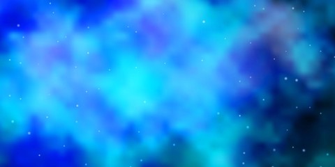 Light BLUE vector template with neon stars. Shining colorful illustration with small and big stars. Best design for your ad, poster, banner.