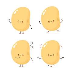 Obraz premium Cute happy soy bean character set collection