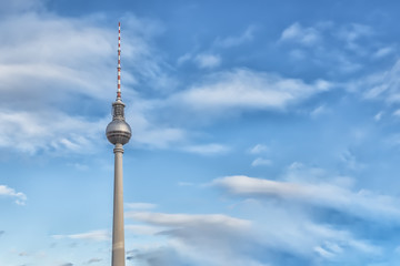 Obraz premium The TV Tower located on the Alexanderplatz in Berlin, Germany