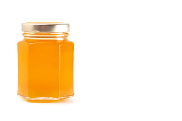 Jar of Raw Natural Honey Isolated on a White Background