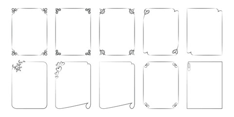 Set of frames from lines. For postcards and pages of sites. Vector illustration.