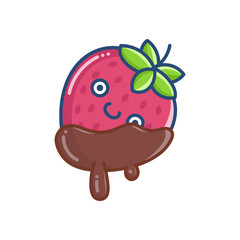 kawaii covered chocolate strawberry icon