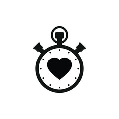 Stopwatch icon with heart icon - vector sign