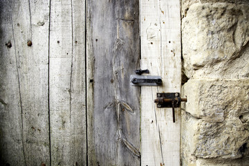 Closed wooden door