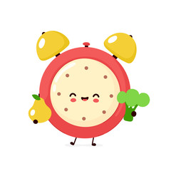 Cute smiling happy alarm time clock 