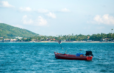 Fototapeta premium Floating boat in the sea