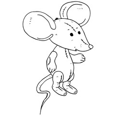 Mouse icon. Vector illustration of a toy mouse. Hand drawn mouse, rat a symbol of the chinese new year.