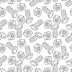 Bolt, screw, nut seamless pattern. Vector illustration background of a bolt and nut seamless pattern.