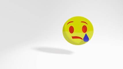 crying emoji isolated on white background, kissing face emoticon 3d rendering