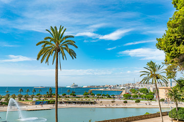 Palma de Mallorca, view of the beach and port. Spain