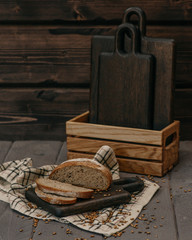 Bread on the wooden plank