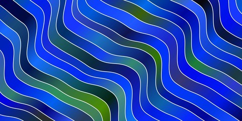 Light Blue, Green vector backdrop with bent lines. Illustration in halftone style with gradient curves. Best design for your posters, banners.