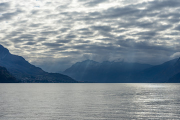 Fototapeta na wymiar Beautiful landscape on Lake Como in December time