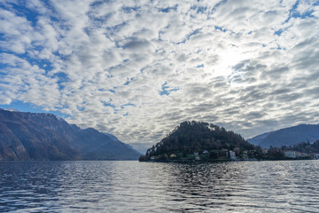 Beautiful landscape on Lake Como in December time