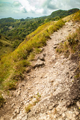 Fototapeta na wymiar Rocky pathway for hiking in the Anton Valley in Panama.