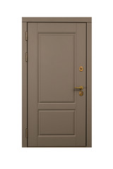 Khaki wooden door isolated on white background