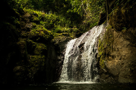 Waterfalls cascading down rocks in the jungles of Panama