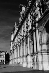 Paris Architektur und Stadtleben schwarz weiss