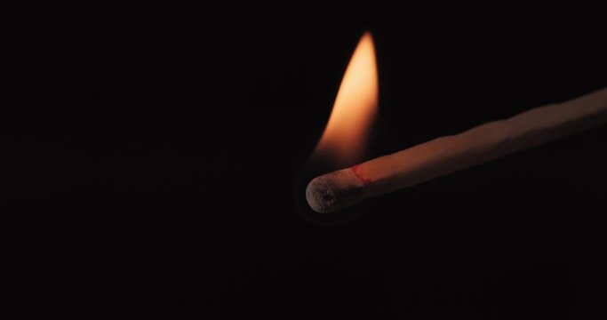 Firing up matches. Ignition lose-up detail and showing burning flame