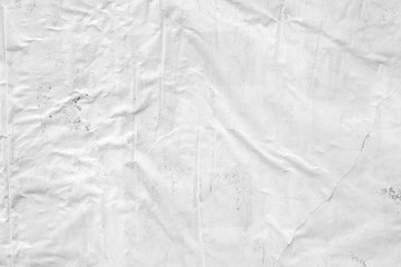 Blank white creased crumpled paper texture background old grunge ripped torn vintage collage posters placards empty space text backdrop