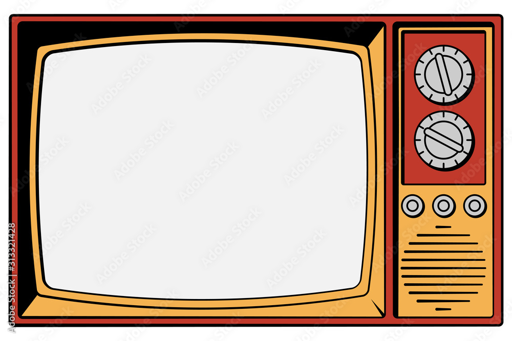 Wall mural Vintage TV on a white background with isolated screen