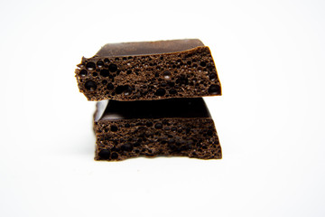 pieces of chocolate isolated on white background