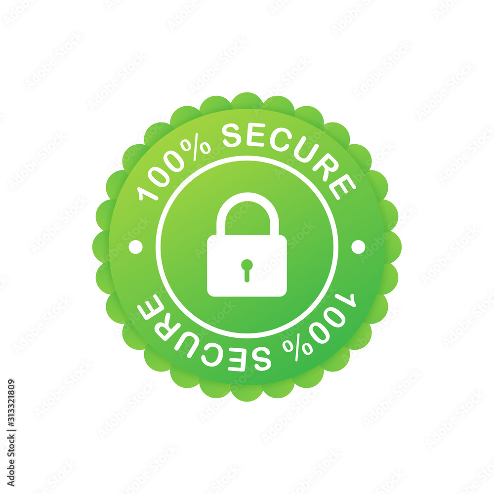 Poster 100 secure grunge vector icon. badge or button for commerce website. vector stock illustration.