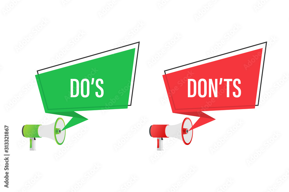 Poster do s and don ts like thumbs up or down. flat simple thumb up symbol minimal round logotype element s