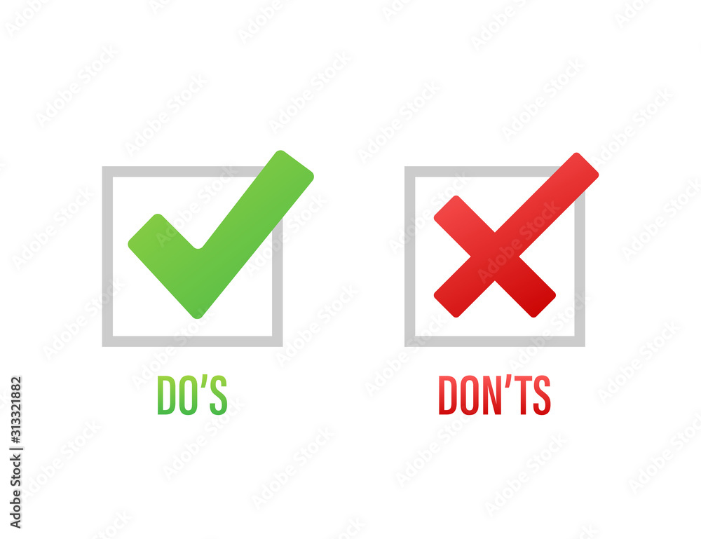 Poster do s and don ts like thumbs up or down. flat simple thumb up symbol minimal round logotype element s