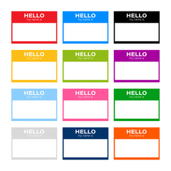 Set Hello my name is label sticker on white background. Vector stock illustration