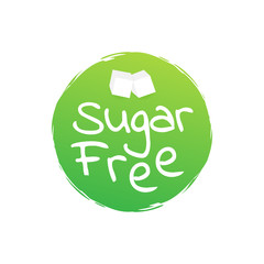 Sugar free. Round green label. Vector stock illustration.