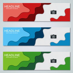 Modern geometric style colorful banners vector templates collection