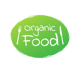 Organic food. Healthy food labels with lettering. Vegan food stickers. Organic food badge. Lettering Natural. Vector illustration.