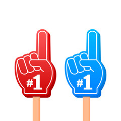 Fan logo hand with finger up. Hand up with number 1. Vector stock illustration.