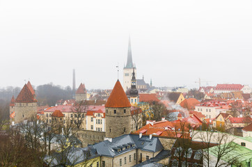 Old town of Tallinn in a mist