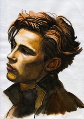 Fashion Watercolor illustration of modern Beautiful Brunette Man