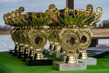 Fototapeta premium Competition Trophies on a Table