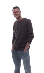 happy guy in fashionable autumn clothes. isolated on white