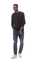 happy guy in fashionable autumn clothes. isolated on white